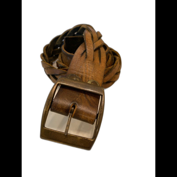 Vintage Leather Braided Belt Adjustable 36 inch Brown Distressed  Buckle Retro - Picture 1 of 12